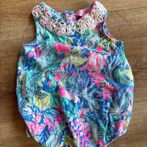 Lilly Pulitzer 3-6 months baby onsie, Mermaids Cove Print